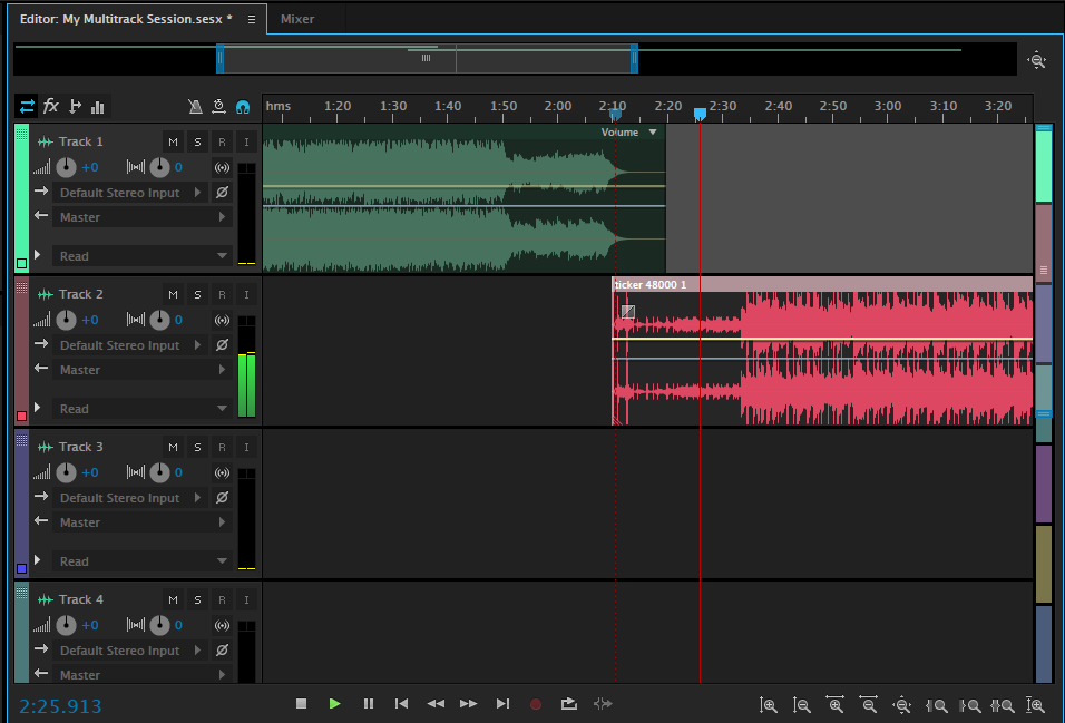 Overall look at Multi-track setup.