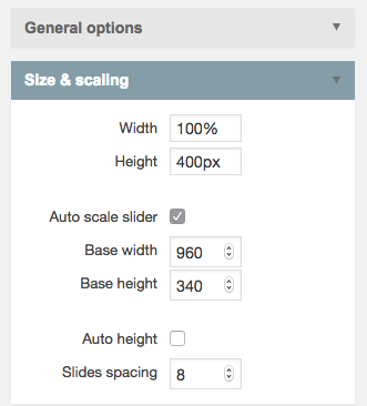 Size of slider where user can change based on dimensions of project.